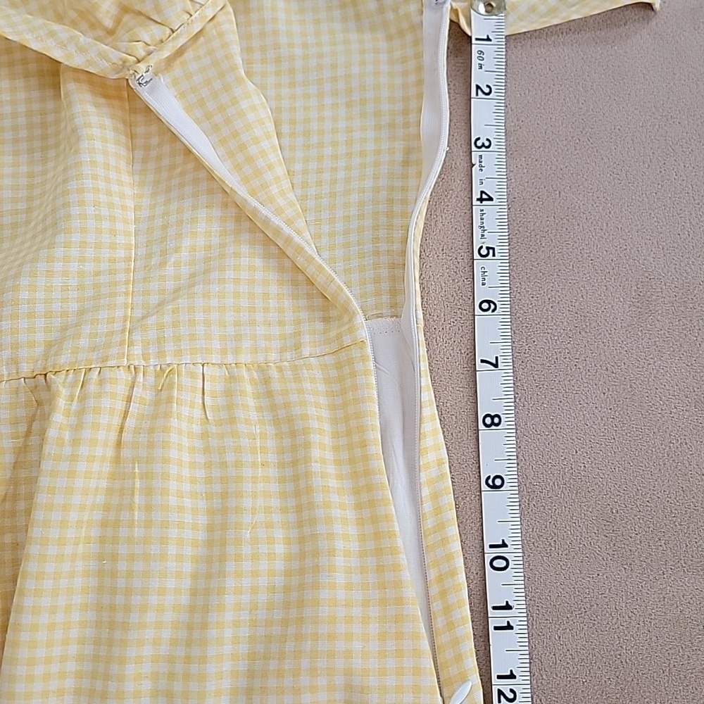 Altar'd State Yellow Gingham One Shoulder Dress Size Medium EUC - Picture 9 of 10